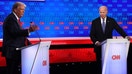 U.S. President Joe Biden (R) and Republican presidential candidate, former U.S. President Donald Trump participate in the CNN Presidential Debate at the CNN Studios on June 27, 2024 in Atlanta, Georgia. President Biden and former President Trump are facing off in the first presidential debate of the 2024 campaign. 