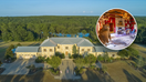 An aerial view of the Alabama hunting ranch with a preview of the inside.